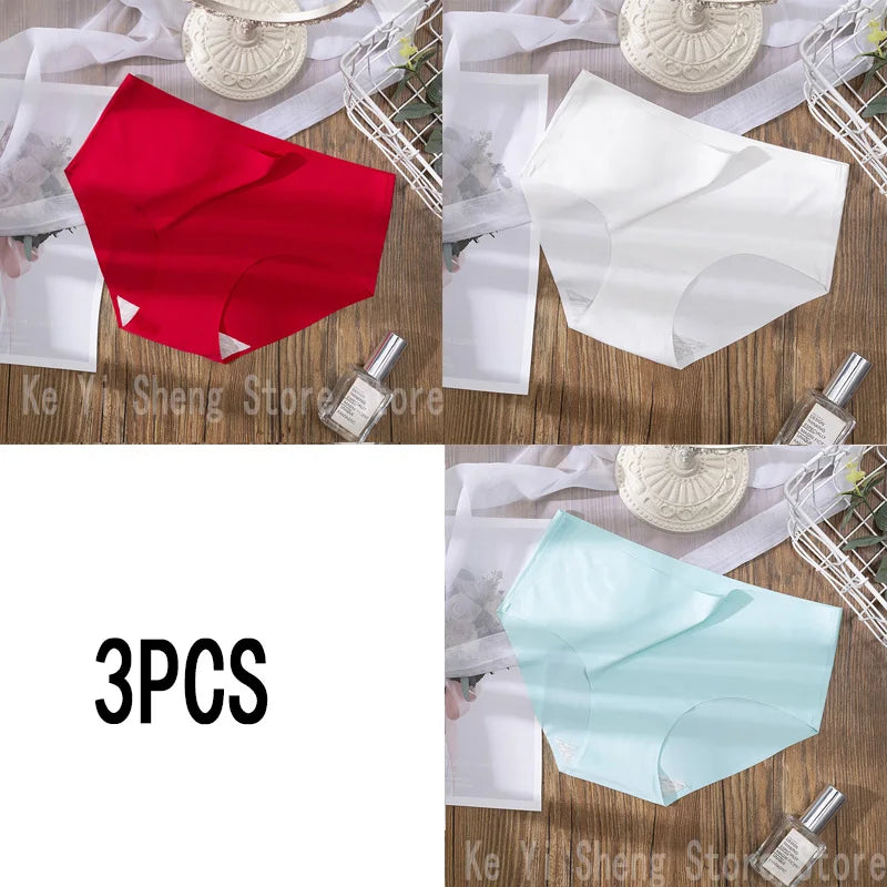 3 pieces of low-rise, seamless, solid-color underwear for women, comfortable, breathable and sexy