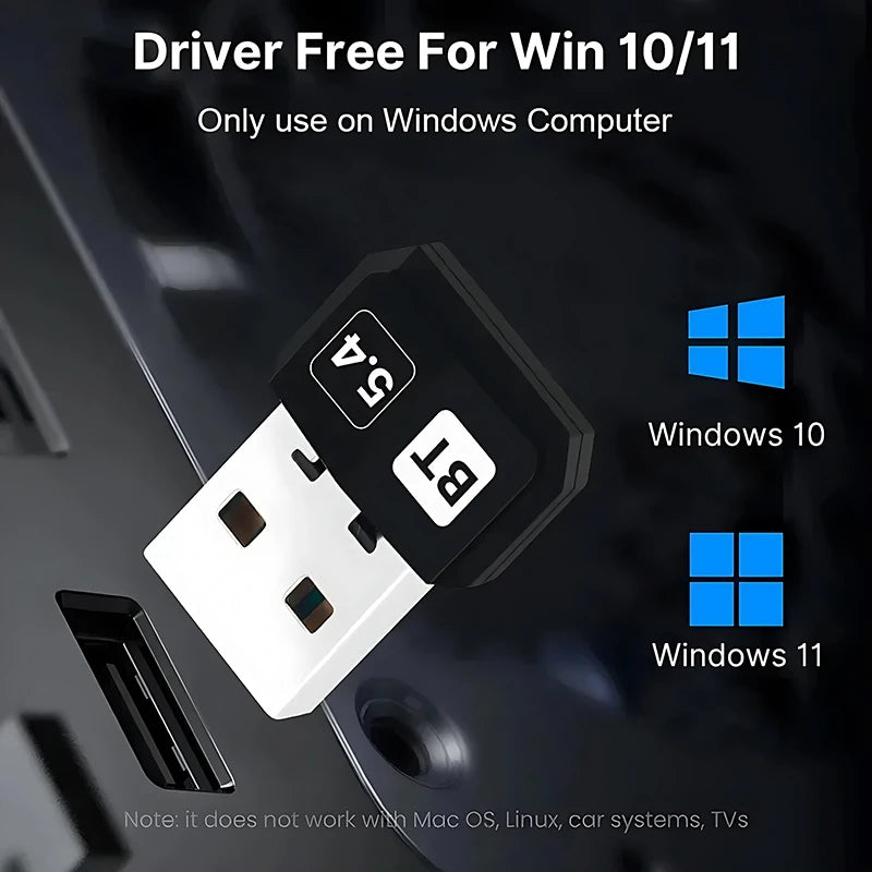 New Upgrades Mini USB Bluetooth5.4 Adapter Dongle Adapter Wireless Receiver/Transmitter For PC/Laptop Driver Free For Win10/11