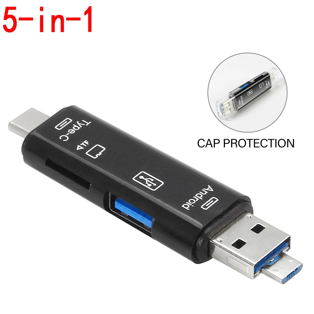 JASTER 6 In 1 Multifunction USB 3.0 Card Reader U Disk TYPE-C/Usb/Tf/Sd Flash Drive Memory Card for Adapter Phone Laptop Compute