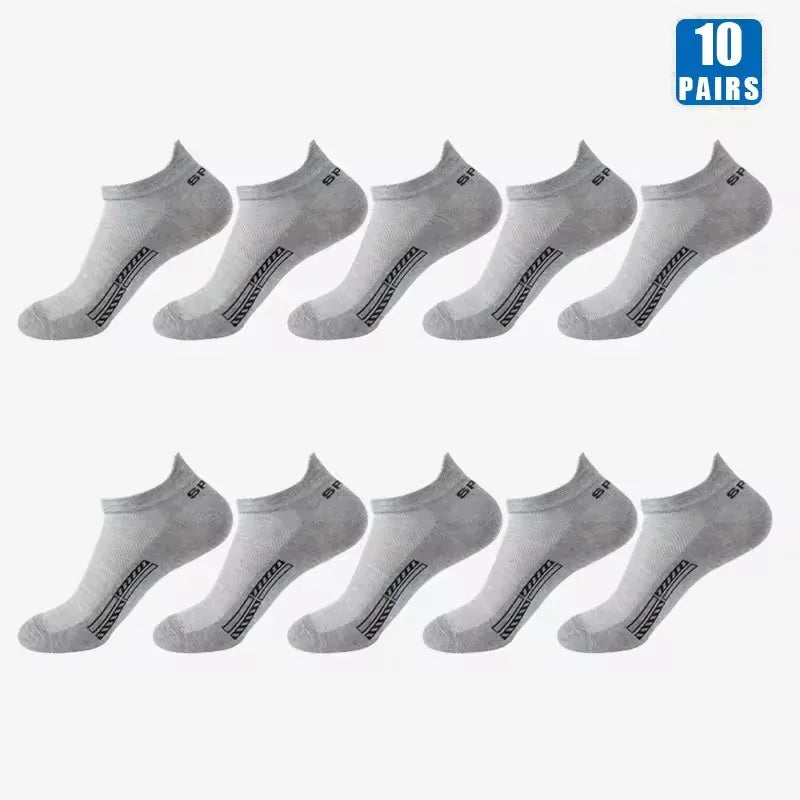 5/10/20 Pairs Men Short Socks Trendy High-Quality Low Cut Round Neck Ankle Socks Mesh Breathable Versatile Casual Men Boat Socks