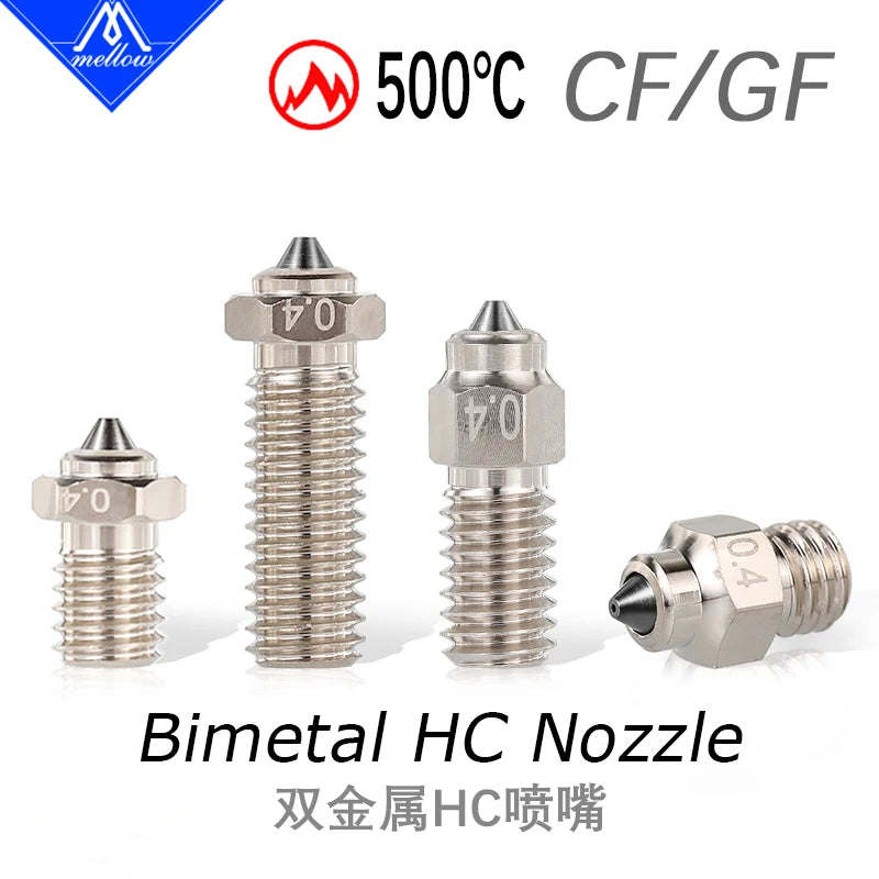 Mellow DLC HC Nozzle Hardened Steel & Copper Wear Resistant Bimetal For V6 / Volcano / Mk8 Hotend Neptune4 K1 Nozzle 3D Printer