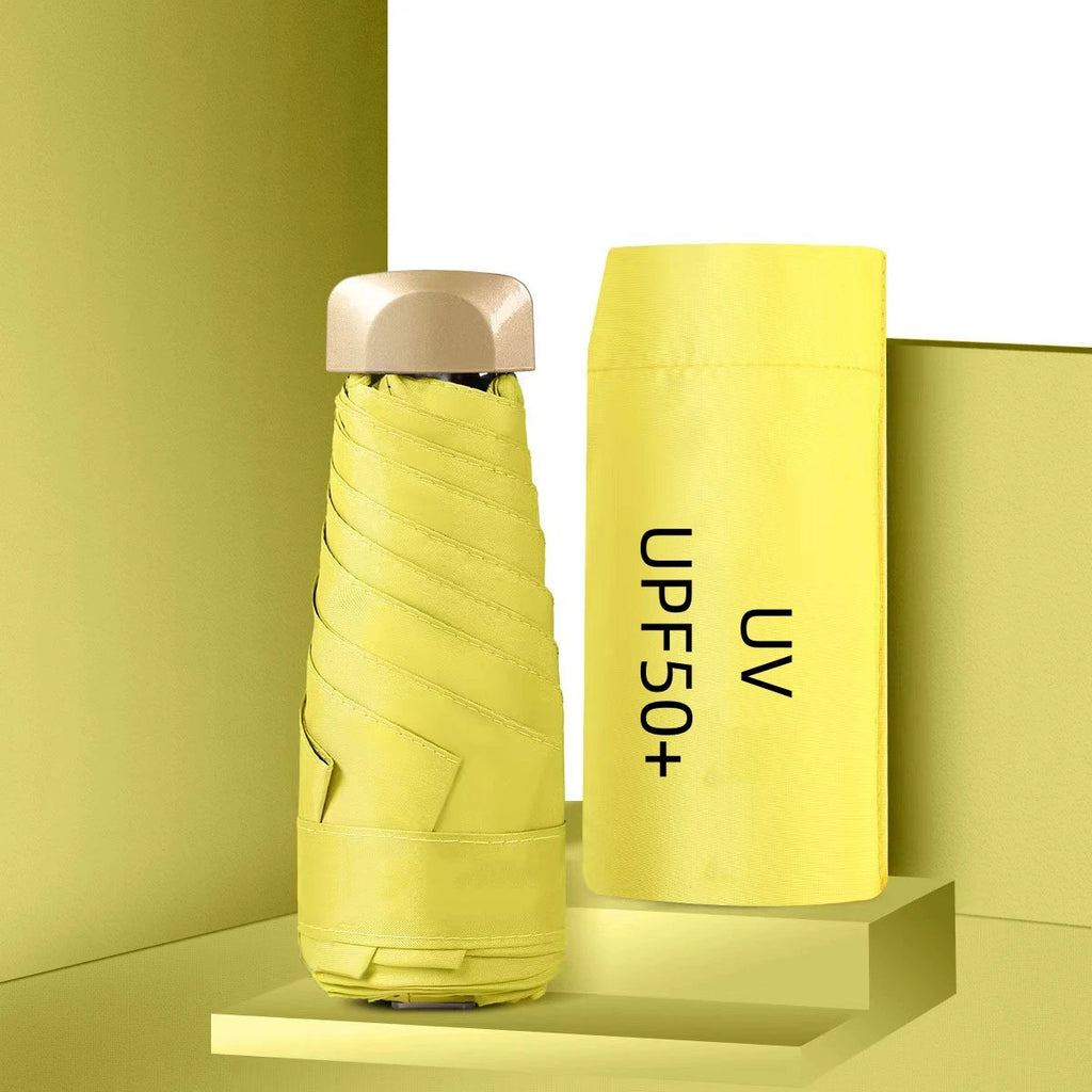 55% Off Mini Sun Umbrella Small Pocket Rain Umbrella Vinyl Folding UV Ultraviolet Protection Sun Shade Pocket Parasol Capsule