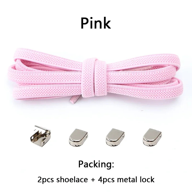 No Tie Shoe Laces Flat Elastic Shoelaces for Sneakers Tieless Shoelace Expand Shoestrings One Size Fits All Adult and Kids Shoes
