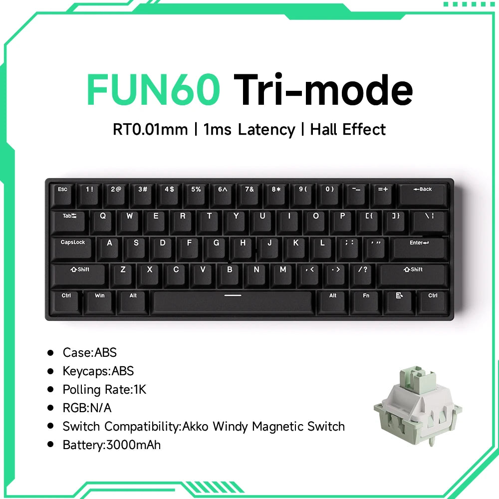 MONSGEEK FUN60 PRO&MAX HE Machanical Keyboard Magnetic Switch 60% Wireless Gaming Keyboard Rapid Trigger 8K ARGB Custom Keyboard