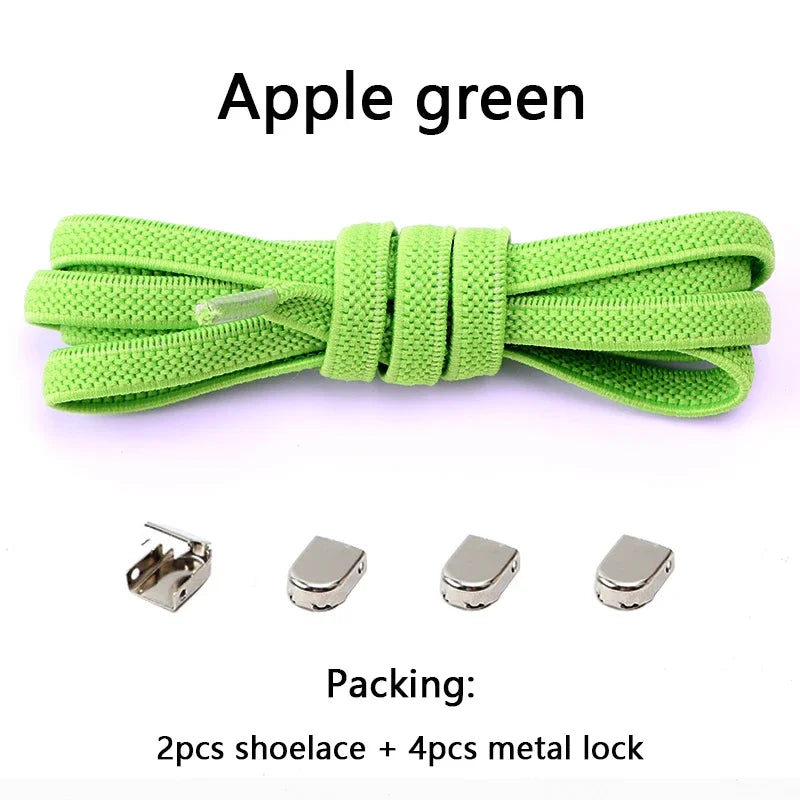 No Tie Shoe Laces Flat Elastic Shoelaces for Sneakers Tieless Shoelace Expand Shoestrings One Size Fits All Adult and Kids Shoes