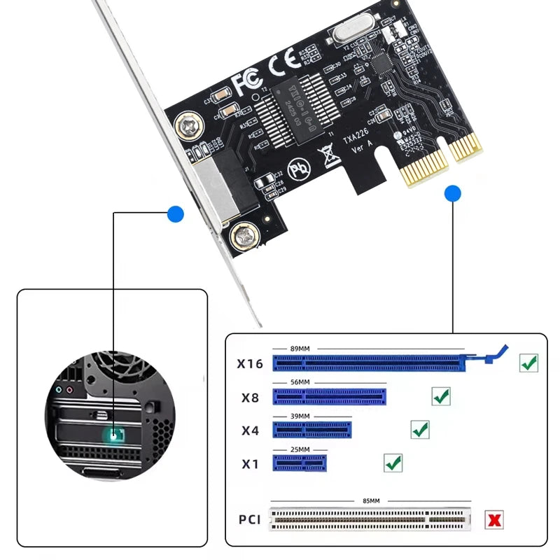 Gigabit Ethernet Network Card PCI-E to RJ45 1000Mbps Wired LAN Controller with RTL8111H Chipset PCIE Adapter for Desktop PC