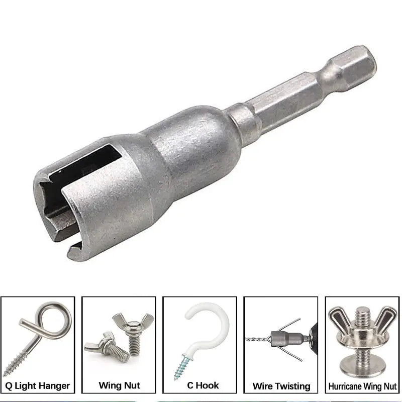 Natural Slotted Butterfly Hole Socket Wrench – Wing Nut Socket Tool with 65mm Hexagonal Handle for Electric Screwdriver