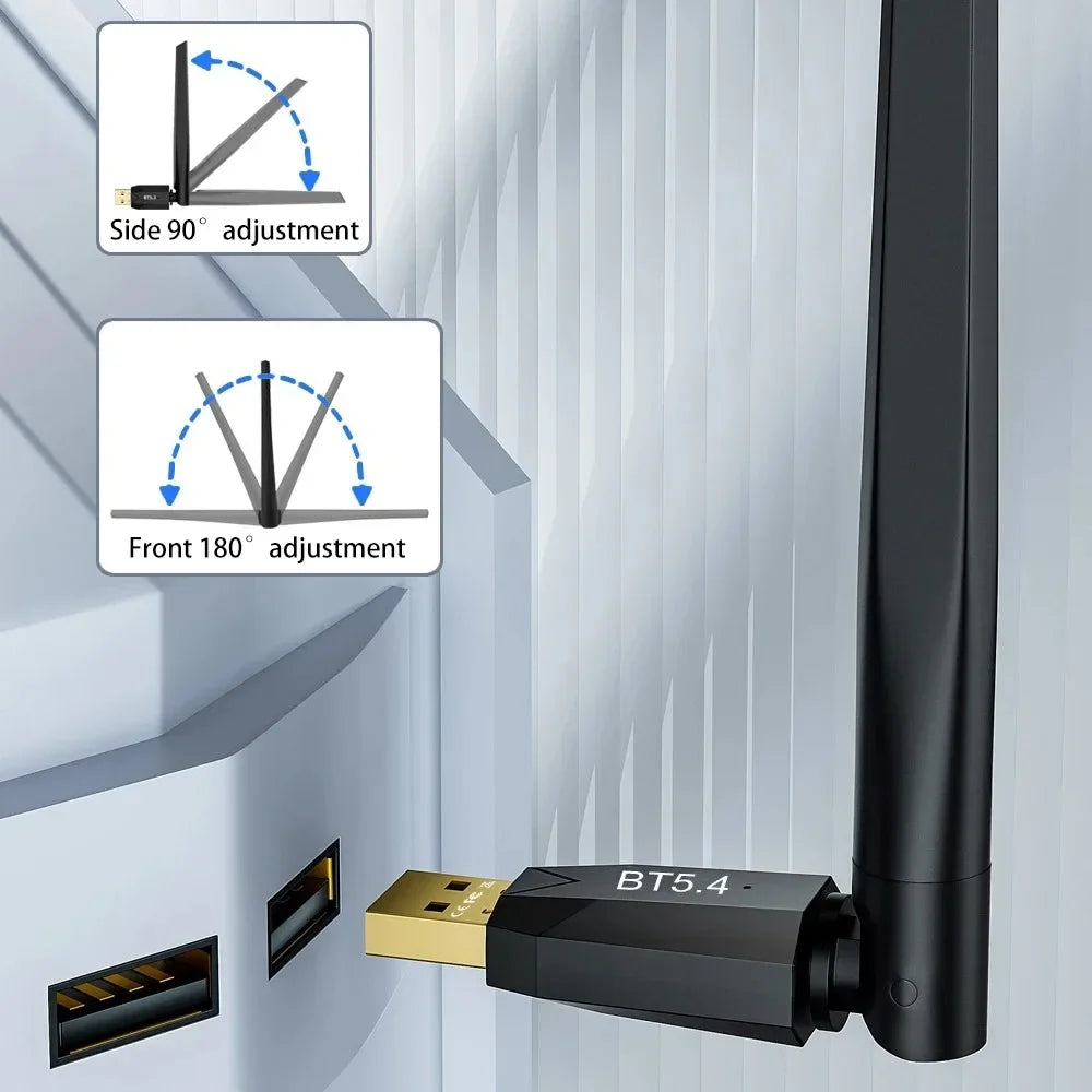 150M Bluetooth 5.4 Adapter USB Bluetooth Dongle Driver Free for Windows 11/10/8.1 Mouse Keyboard Audio Receiver Transmitter