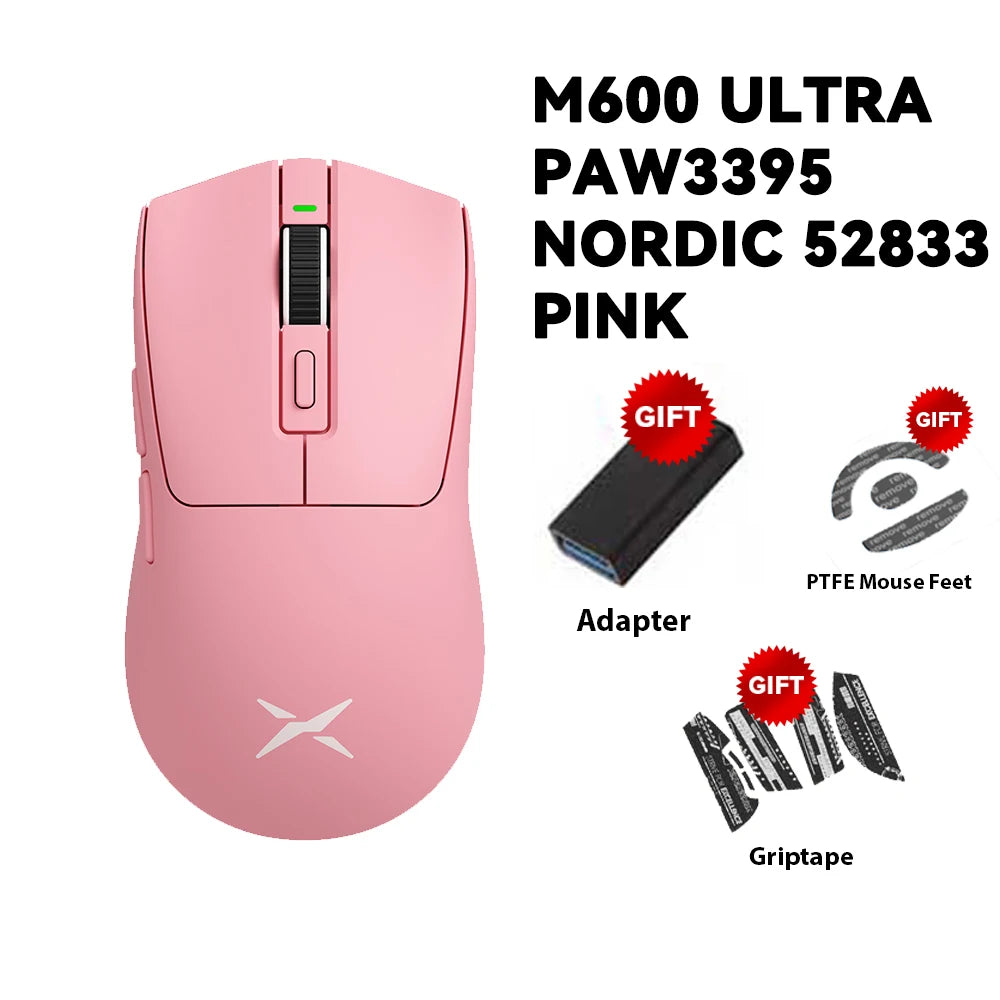 Delux M600 Series Wireless Gaming Mouse 52g Lightweight 2.4G Dual Mode Connection 26000DPI Macro Rechargeable Mice for PC Gamer