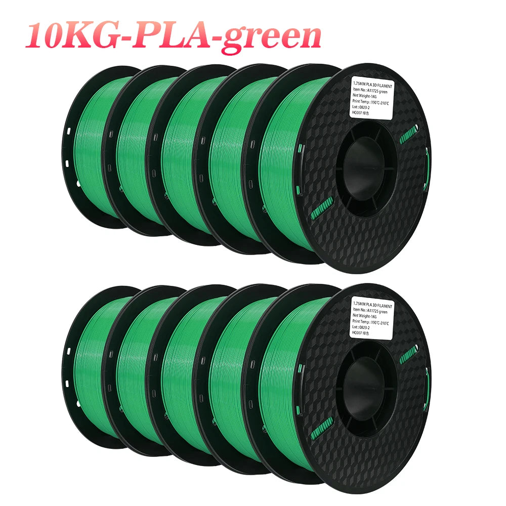 KINGROON 22LBS PETG or PLA filament 3D Printer Filament 10 Rolls 1KG 1.75MM Eco-Friendly Good Toughness Mix Color Free Shipping