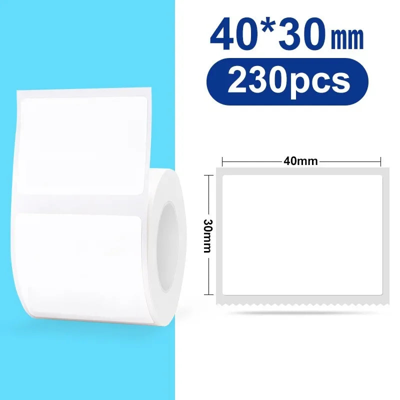 30-50mm Niimbot B21 B1 B3S Printer Label Paper Roll White Sticker Print Papers Rolls Tear-proof Water Oil-proof Adhesive