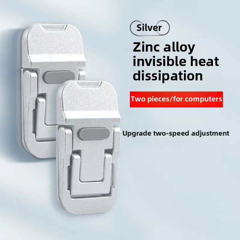 2PCS Mini Foldable Laptop Stand, Zinc Alloy Invisible Notebook Riser, Adjustable Angle Self-Adhesive Keyboard Lift for Desk