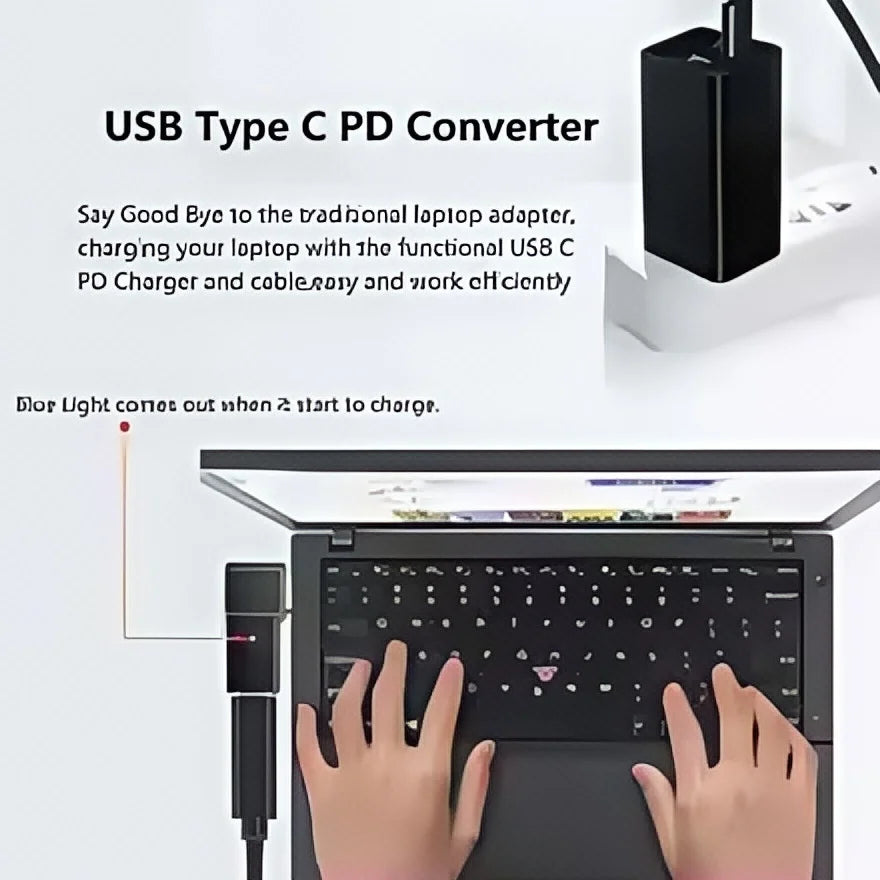 PD 100W USB-C to DC Adapter - Fast Charging Converter for Lenovo ThinkPad with Square Plug