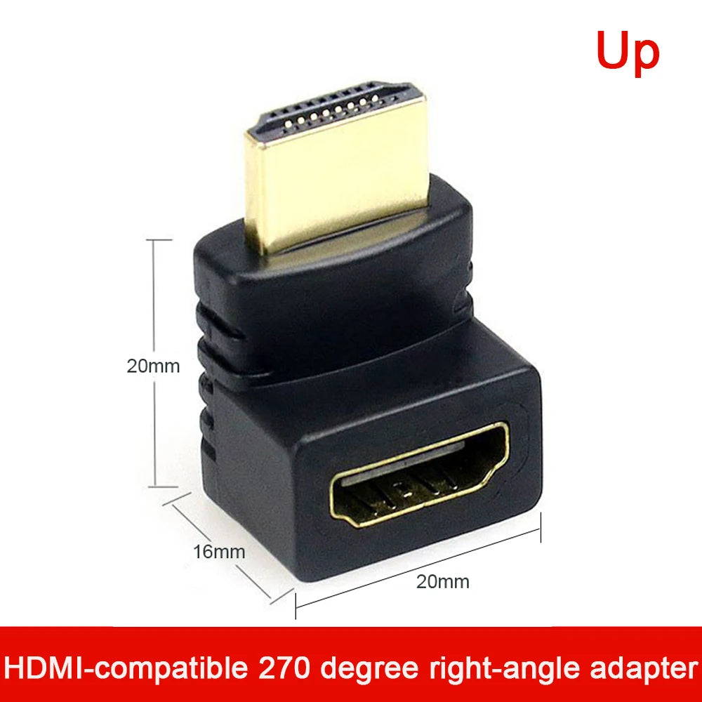 HDMI-Compatible Adapter 90 270 Degree Right Angle Male to Female Converter 4K HD Connector Mini / Micro HDMI-Compatible Extender