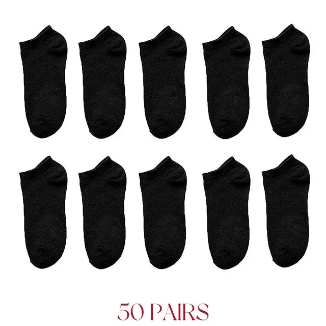 50/30/20/10/5Pcs/ Men's Socks Spring Summer Thin Breathable Soft Polyester Cotton Socks Black Casual Business Ankle Boat Socks S