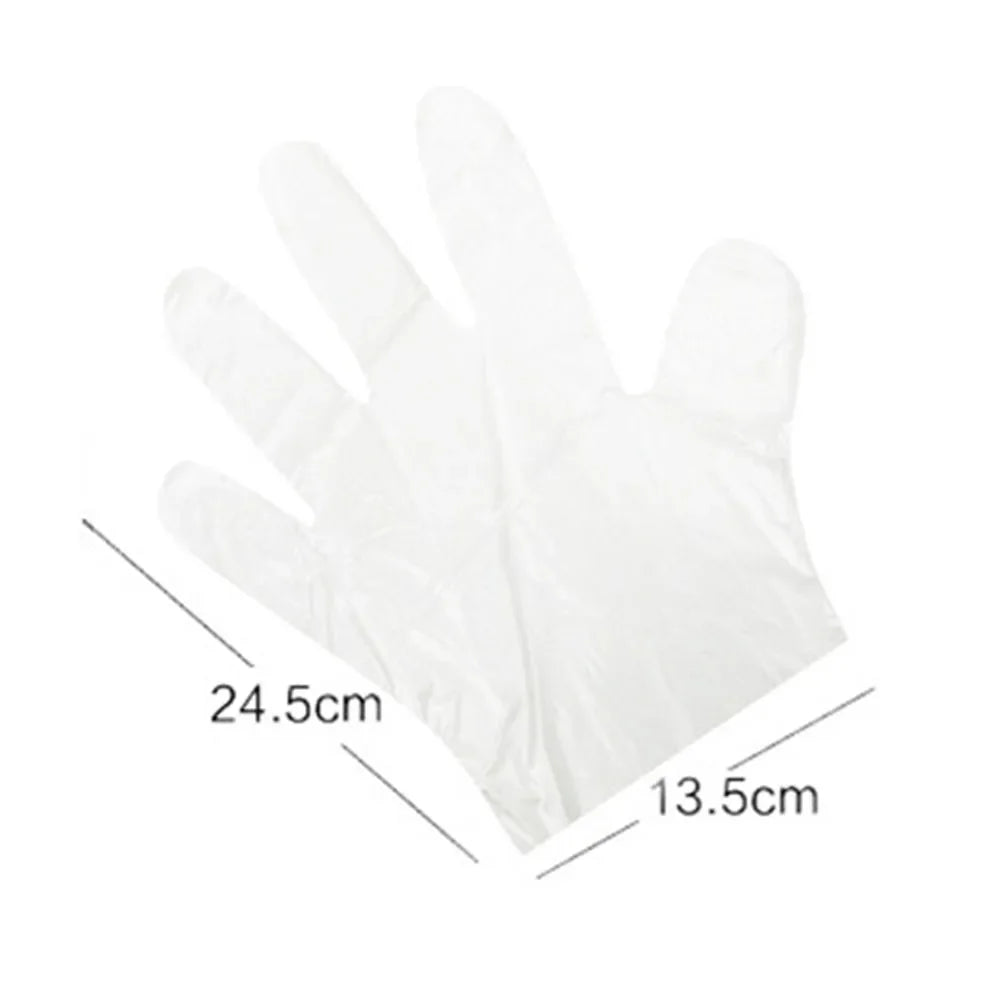100Pcs Disposable Gloves Transparent Disposable Plastic Gloves Food Grade Kitchen Gloves Waterproof robust Plastic Gloves
