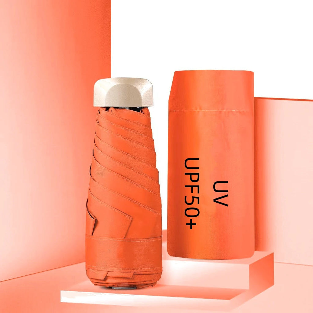 55% Off Mini Sun Umbrella Small Pocket Rain Umbrella Vinyl Folding UV Ultraviolet Protection Sun Shade Pocket Parasol Capsule