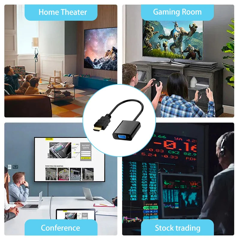 High Speed HDTV To VGA Adapter HDTV A Male To VGA Female Converter HD Scaler Video Cable Cord Converter For PC Laptop