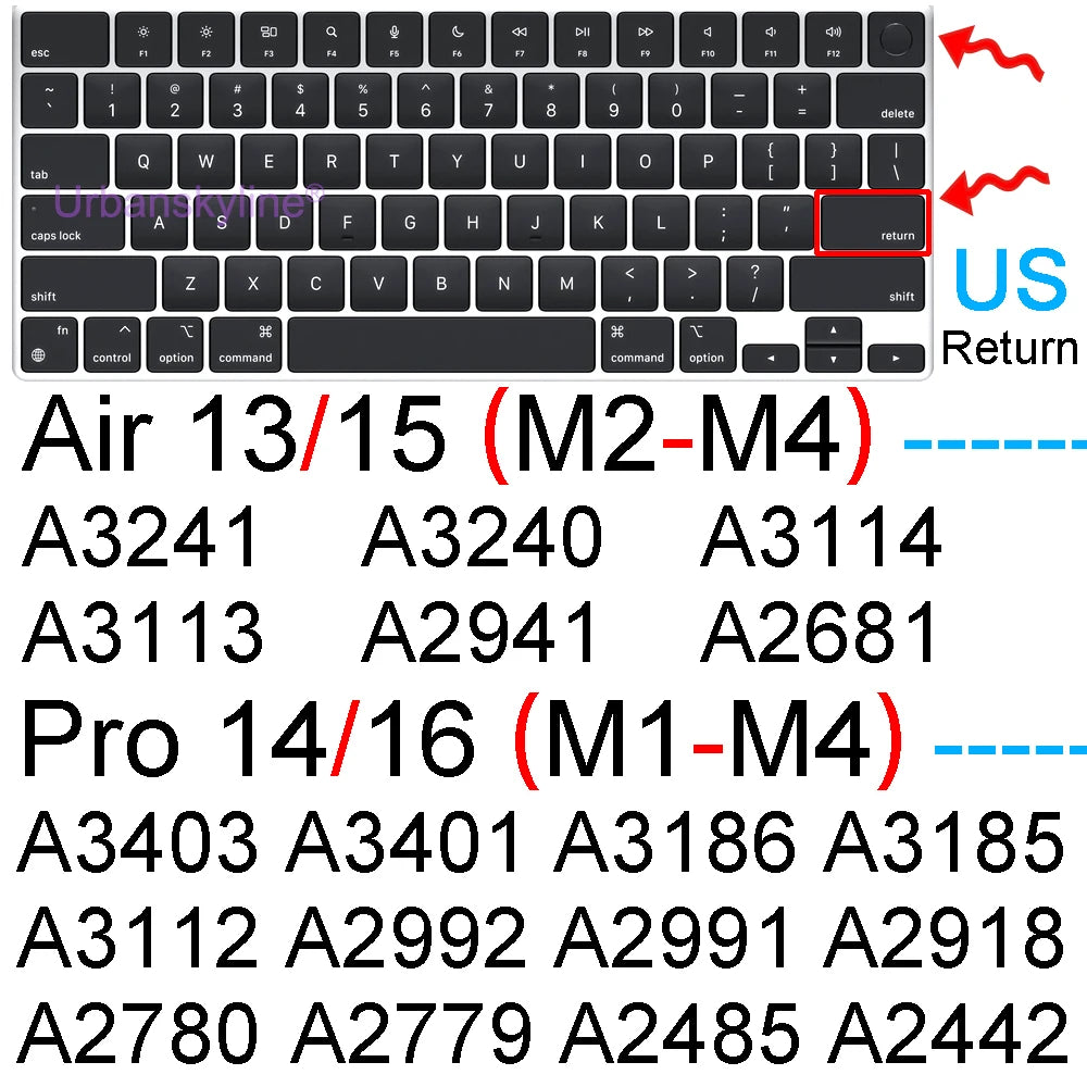Keyboard Cover for Macbook Air 13 M3 15 Pro 14 M4 13 M2 16 Retina 11 Silicone Protector Skin Case A3113 A3114 A2681 A3240 A3241