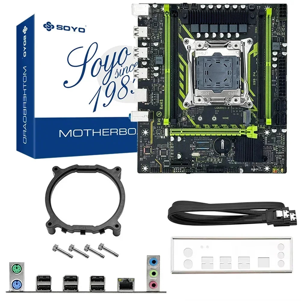 SOYO X99 Motherboard Set With LGA2011-3 Xeon E5 2630 V4 CPU DDR4 16GB (1*16GB)  2133MHz RAM NVME M.2 SATA Computer Accessories