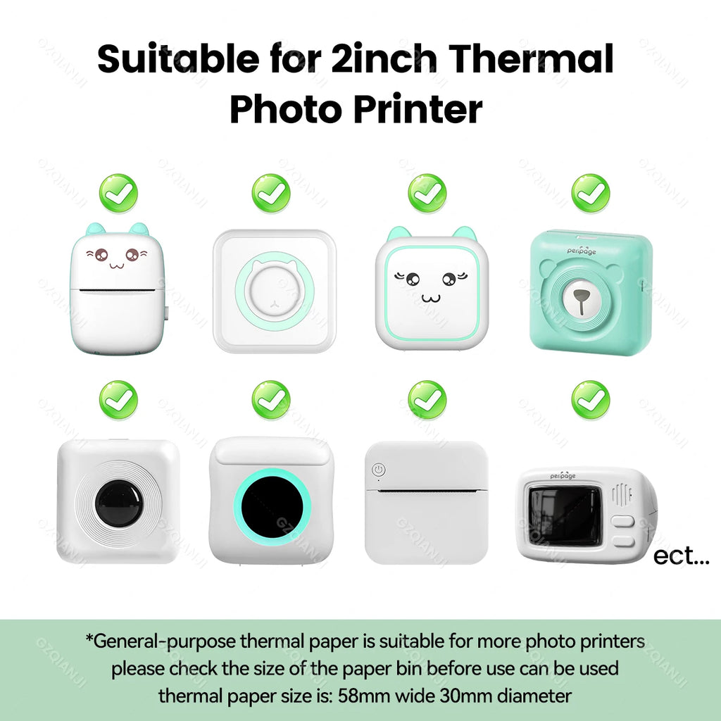 12 Rolls Kids Instant Camera Refill Print Paper 5Rolls Coreless Thermal Print For 57mm Portable Mobile Receipt Photo Printer