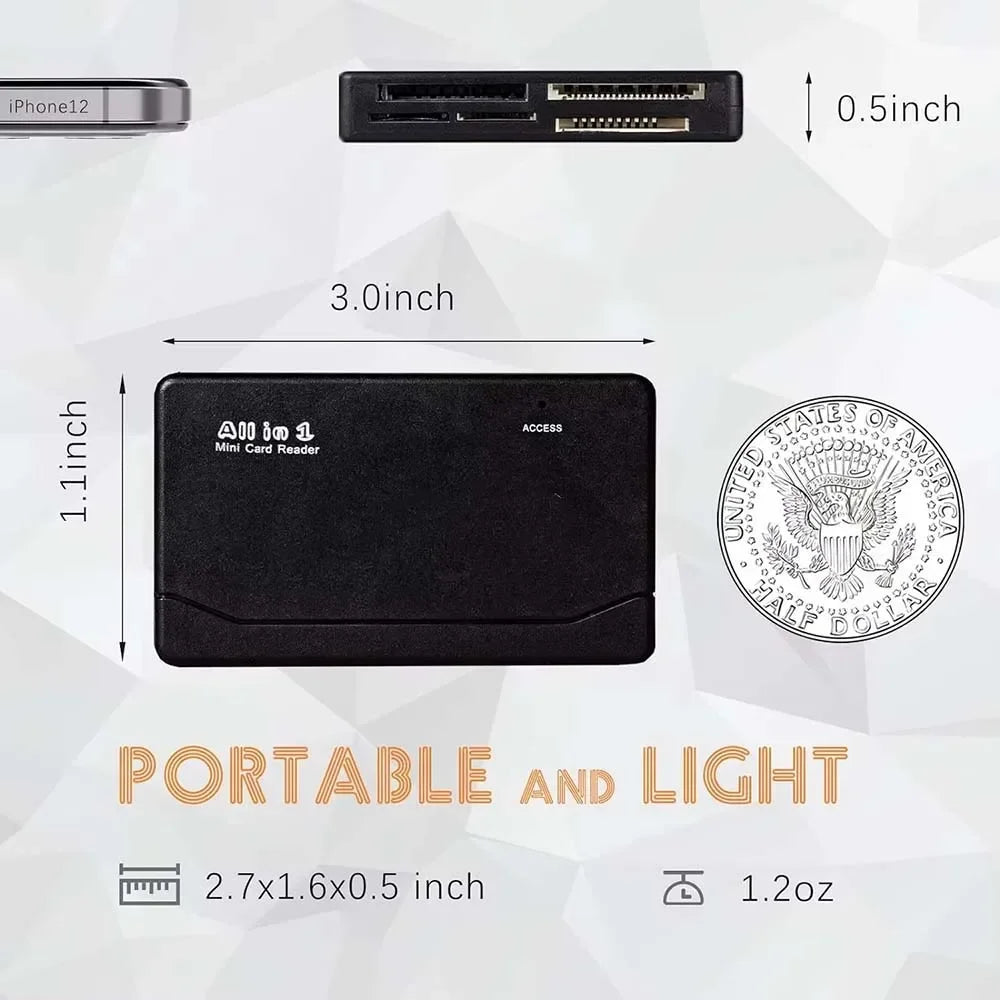 480Mbps All In One Memory Card Reader USB 2.0 External Cardreader SD SDHC Mini Micro M2 MMC XD CF Reader For MP3 Digital Camera