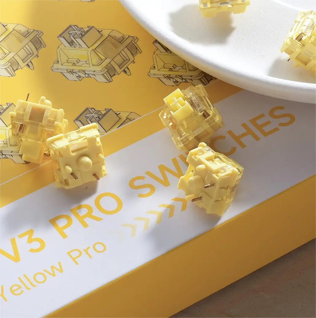 Akko V3 Cream Yellow Pro Switch 5 Pin 50gf Linear With Stable Dustproof Stem For Mx Mechanical Keyboard (45 pcs)
