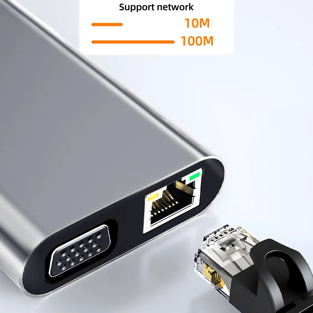 11-in-1 4K USB C 3.0 HUB Type C to HDMI-compatible USB 3.0 Adapter Type C HUB Dock PD 87W USB C Splitter for MacBook Pro Air