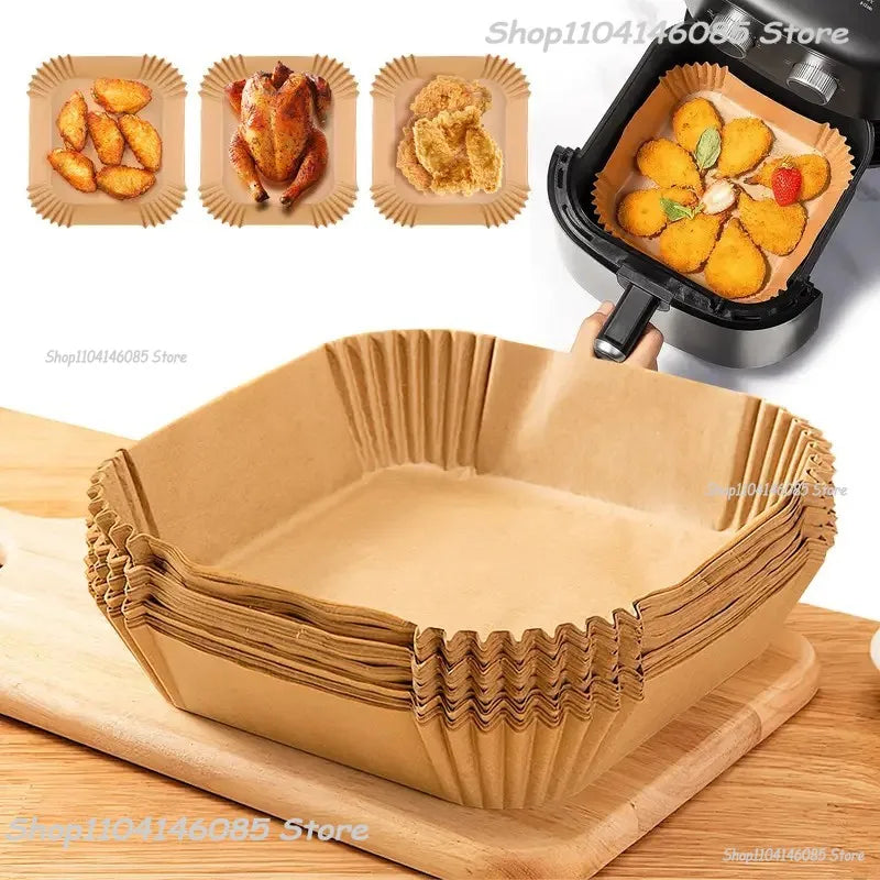 50pcs/set Air Fryer Disposable Paper Parchment Wood Pulp Steamer Cheesecake Air Fryer Accessories Baking Paper For Air Fryer