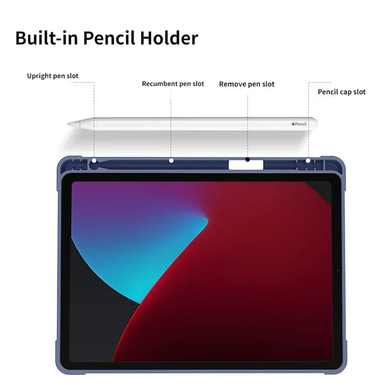 Case for iPad 10.2 Pro 11 13 9.7 Mini 6 10.5 Air 3 Smart Cover with Pencil Holder iPad 11th 10th 9th 8th 7th 6th 5th 2025 Fundas
