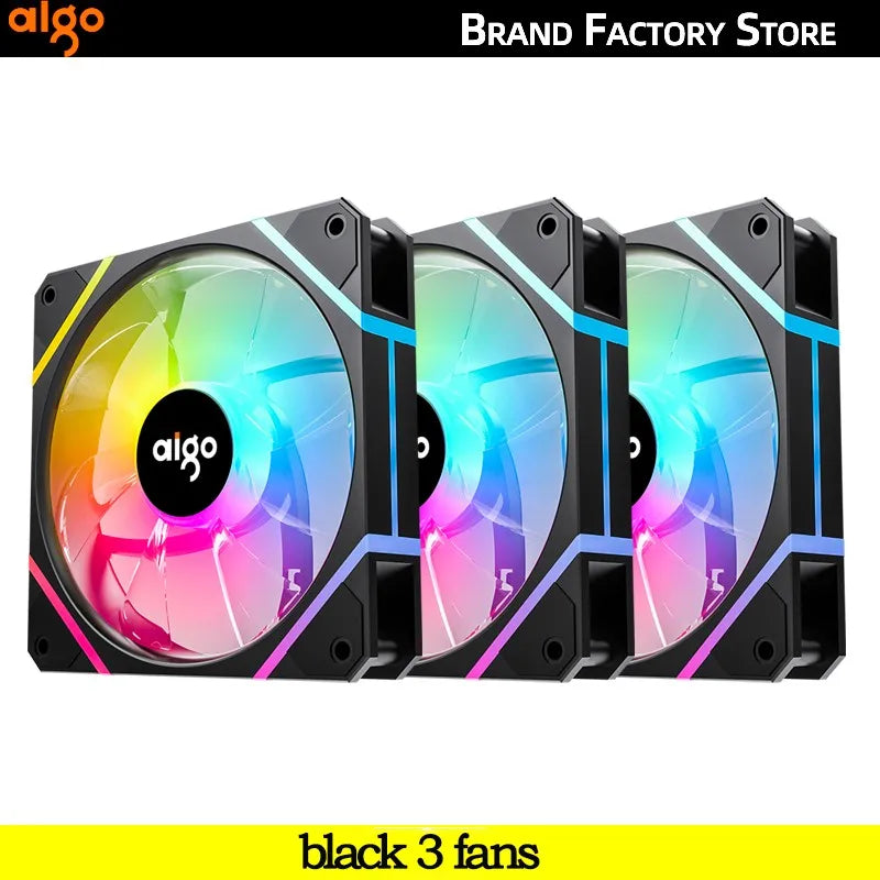 Clearance_Aigo AM12PRO Rgb Fan Ventoinha PC 120mm Computer Case Fan Kit Water Cooler 4pin PWM CPU Cooling Fans 3pin5v argb 12cm