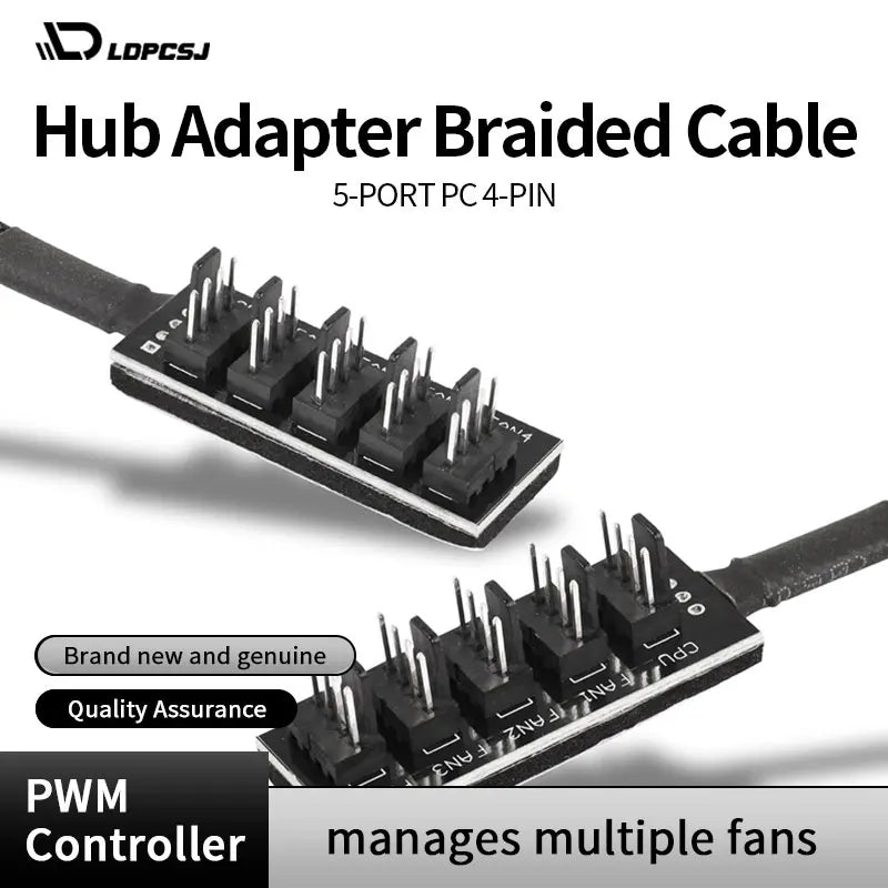 4-Pin Pwm Pc Fan Hub Pc 5-Way Splitter 1-to-5 Splitter 5-Way Pc Case Internal Motherboard 4Pin/3Pin Fan Power Extension Cable