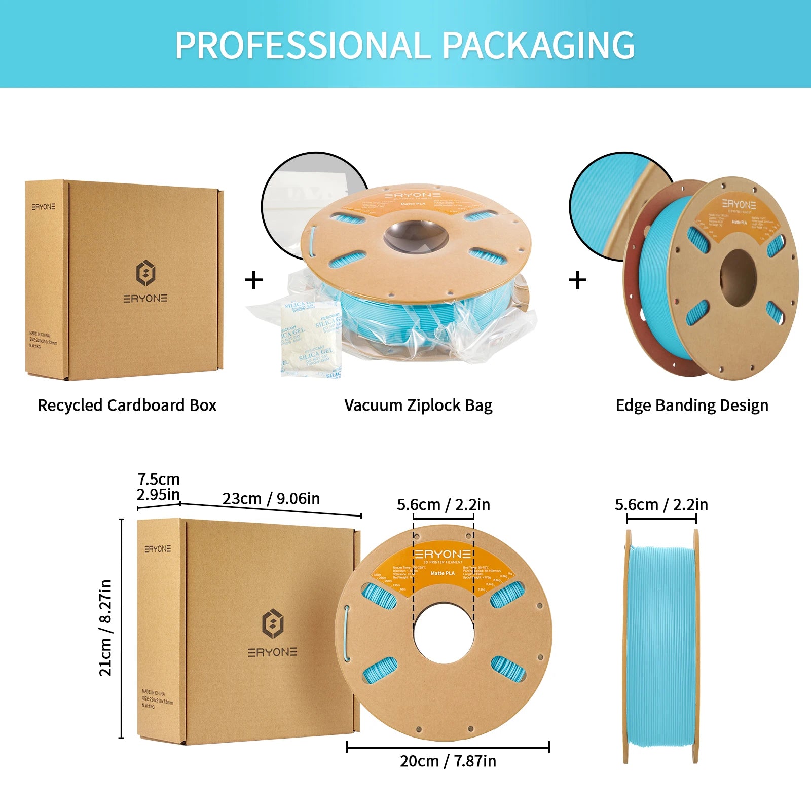 ERYONE Matte PLA Filament 1KG 1.75mm High Quality Spool Matte Filament For 3D Printer New Arrival  Fast Shipping