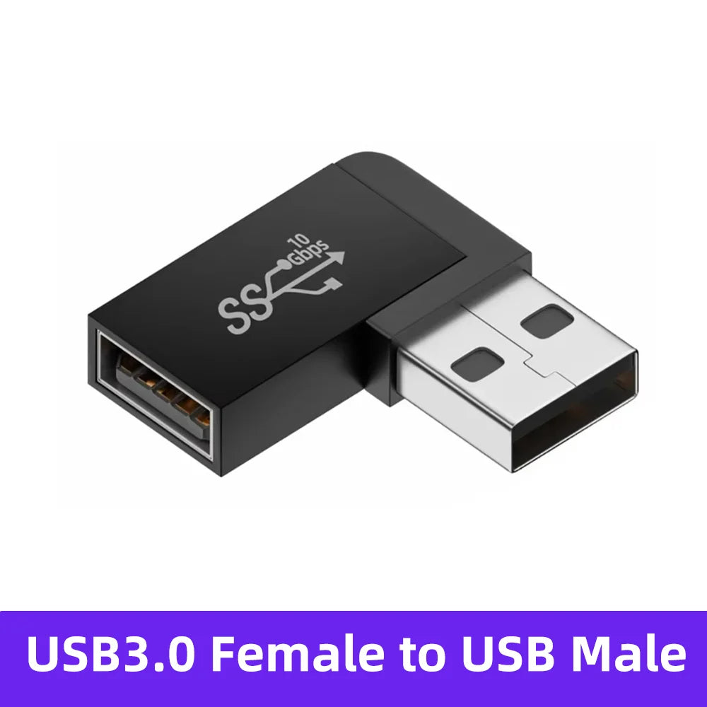 90 Degree USB 3.0 Male to Female Right Angle Extension Adapter USB Upward Elbow Adapter 10Gbps For Laptop PC Connector Converte