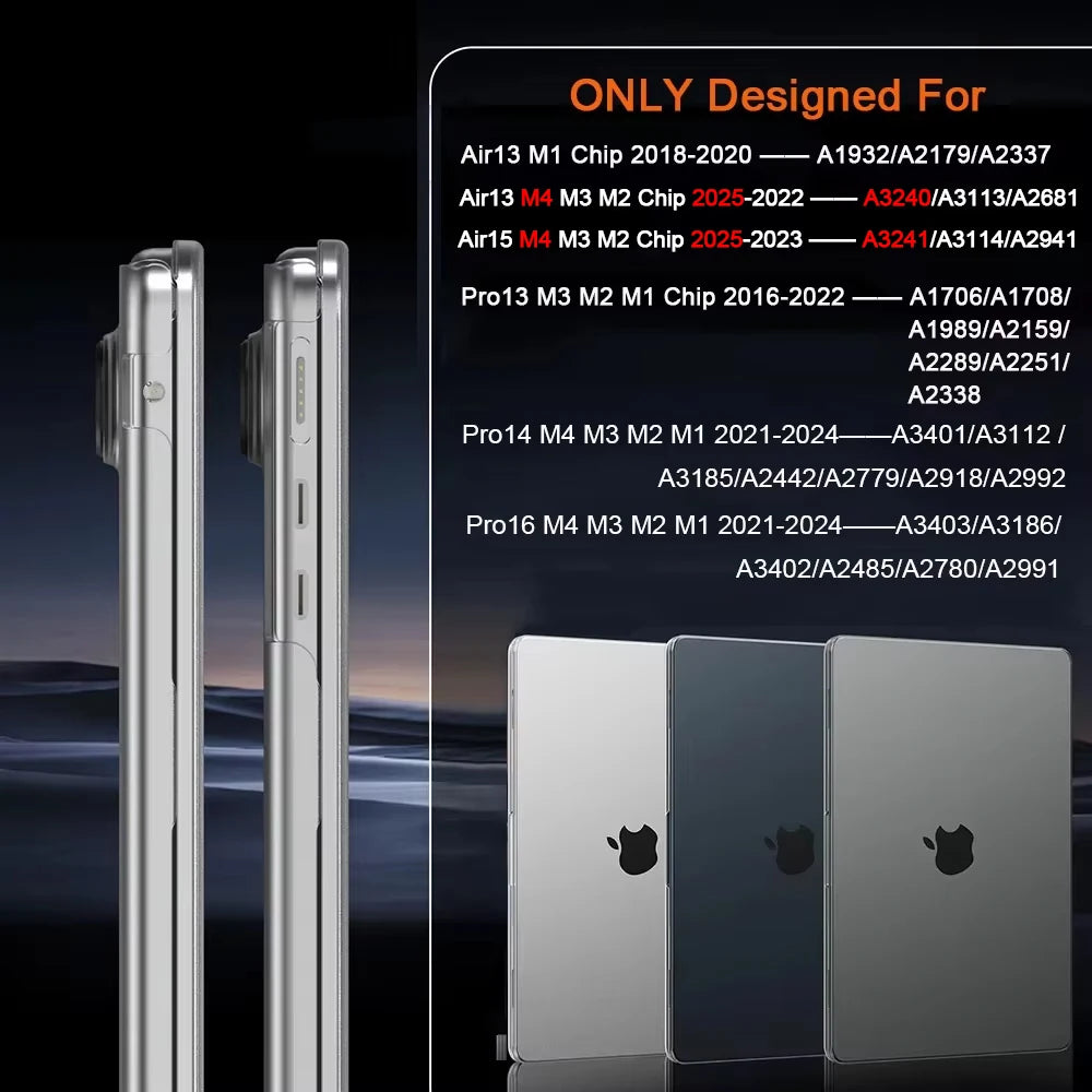 For 2025 M4 MacBook Air 13In Air 15In Case M3 M2 2024-2022 A3241 A3240 For MacBook Pro 14In Pro 16In M4 Pro/Max 2024 Case