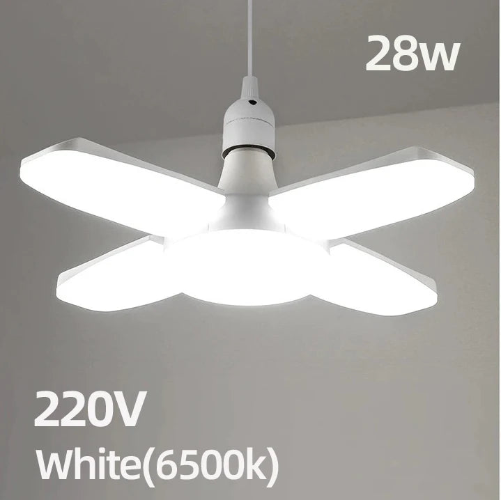 E27 Fan Shape Foldable 28W LED Bulb AC220V/110V Deformation for Home Ceiling Lights Warehouse and Garage White Light 6500K Bulb