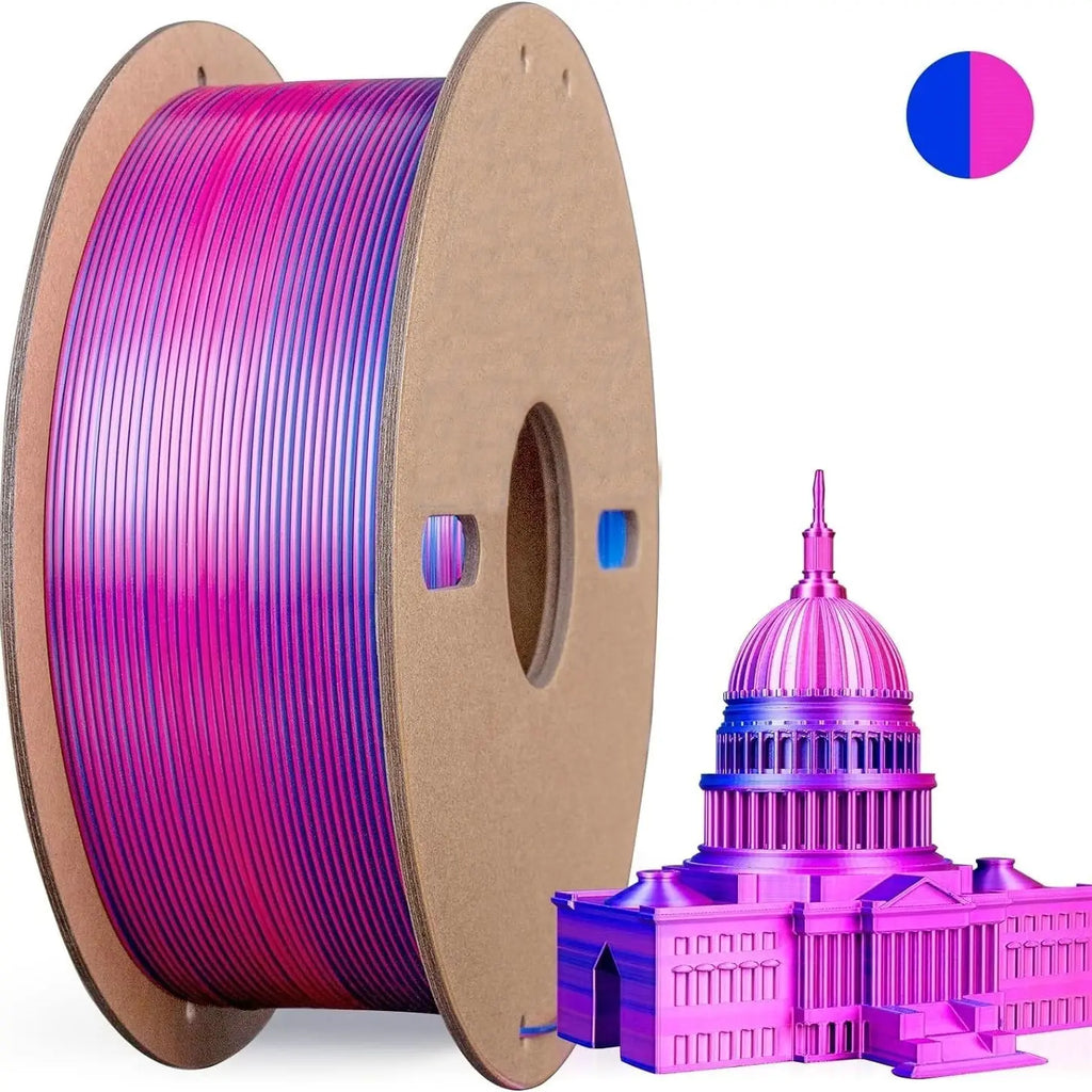 Multicolor 3D Printer Filament,Dual/Tri Color 1.75mm PLA Silk Shiny Printing Filament,250g(0.55lbs) Fit Most FDM 3D Printer