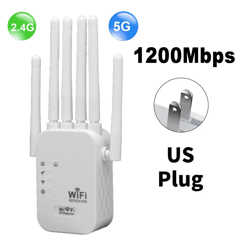 Kebidumei 1200Mbps Wireless WiFi Repeater WIFI Extender Signal Booster 2.4G 5G Dual-band Network 802.11ac WiFi Amplifier Router