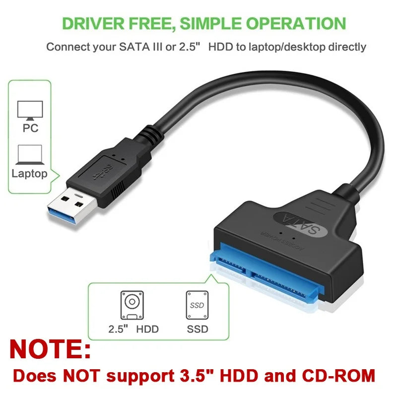Coolcirc USB 3.0 To Sata Cable For 2.5 Inch External HDD SSD Hard Drive Adapter SATA To USB Hard Disk Adapter Cable