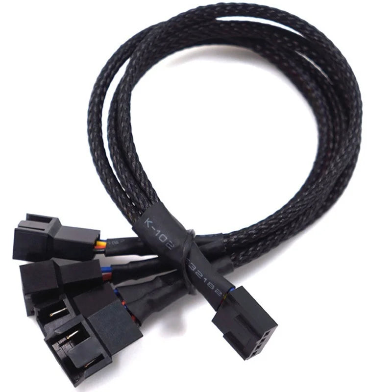 New 4 Pin Pwm Fan Cable 1 To 4/3/2/1 Ways Splitter Black Sleeved 27cm Extension Cable Connector Pwm Extension Cables