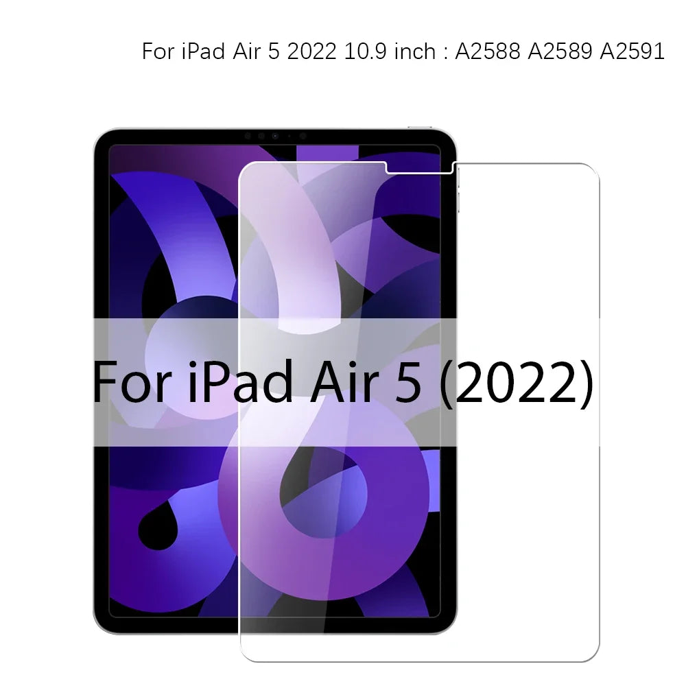 For Ipad 10 9 9th 10th Generation Pro 13 12.9 6th Tempered Glass Screen Protector For Ipad Air 11 5 4 3 2 Mini 6 10.2 2024 Film