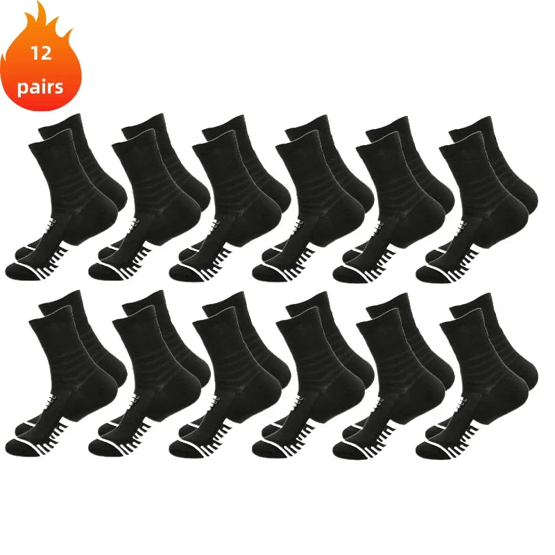 3 Pairs Men's Comfort Fit Cushion Performance Athletic Crew Socks For Outdoor Sports