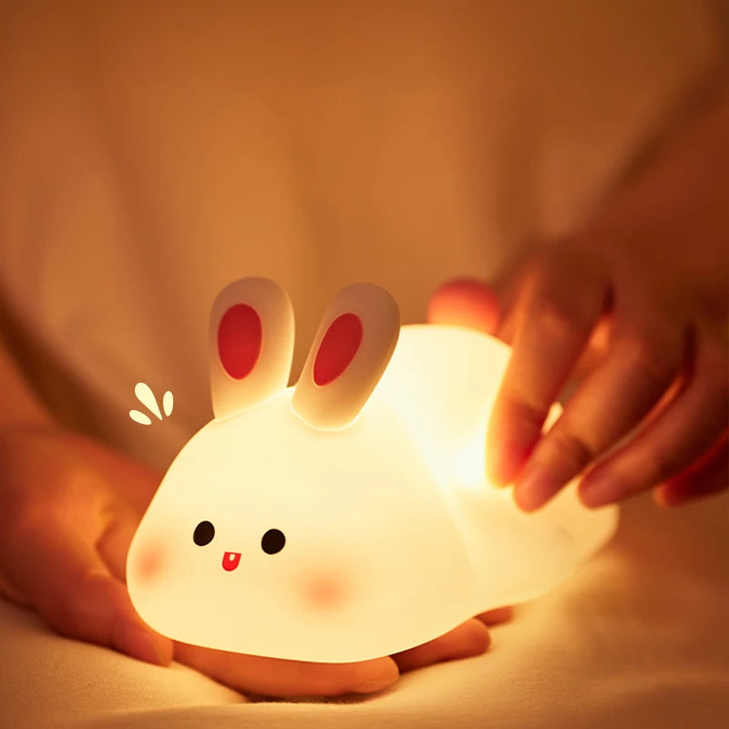 LED Night Light Cute Panda Sheep Rabbit Touch Silicone Nightlights USB Rechargeable For Bedroom Decoration Kids Birthday Gift
