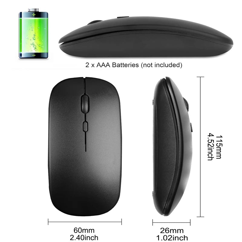 Slim Wireless Mouse 2.4GHz Optical Mice 1600DPI Gamer Office Quiet Mouse Ergonomic Design Mice With USB Receiver For PC Laptop