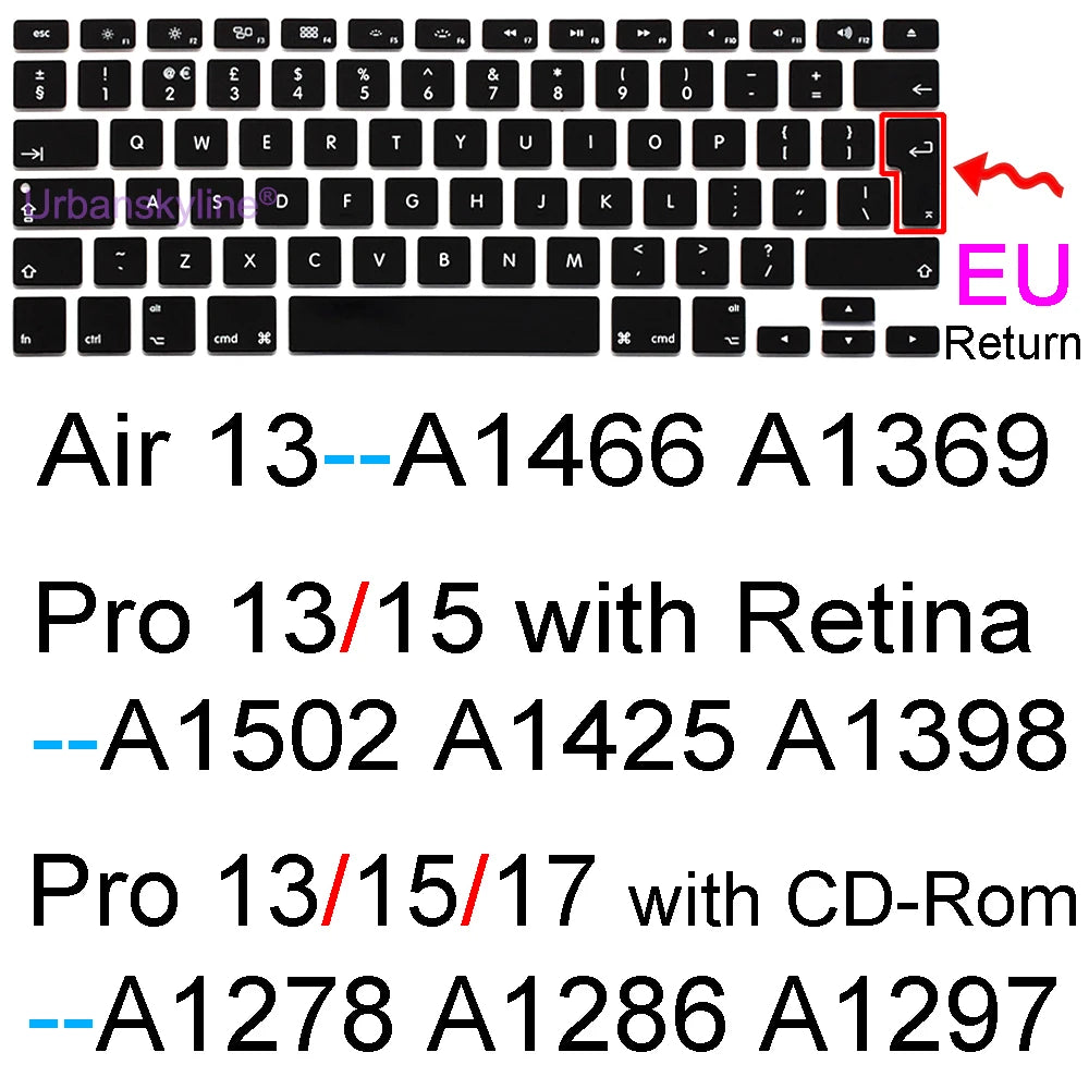 Keyboard Cover for Macbook Air 13 M3 15 Pro 14 M4 13 M2 16 Retina 11 Silicone Protector Skin Case A3113 A3114 A2681 A3240 A3241