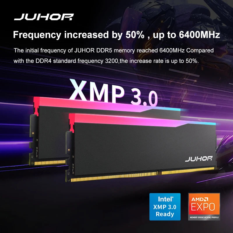 JUHOR Memoria Ram DDR5 RGB 16GB 6000MHz 6400MHz Desktop PC5 Computer High Performance Dimm Memory