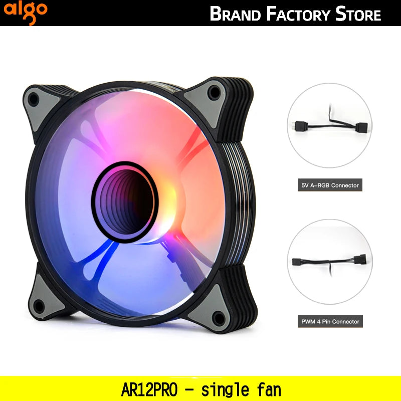 Aigo AR12PRO Computer Case Fan Ventoinha PC magnetic light bar 120mm RGB Fan 4pin PWM CPU Cooling Fan 3p5v Argb 12cm Ventilador