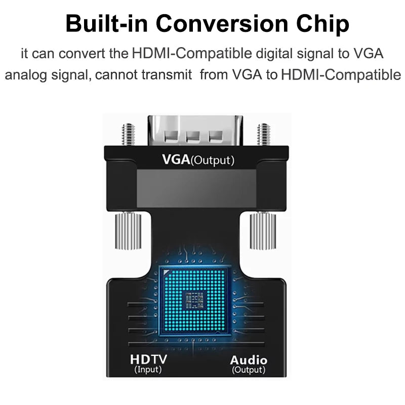 HDMI-compatible to VGA Converter Adapter 1080P VGA Adapter 3.5MM Audio Jack For PC Desktop Laptop to HDTV Projector Video Audio