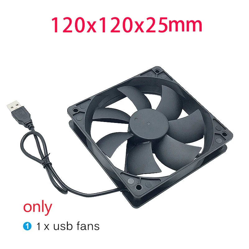 120x120x25mm 120mm 12cm DC 5V USB Power Cooling Case Fan For Receiver DVR Xbox TV Box Router