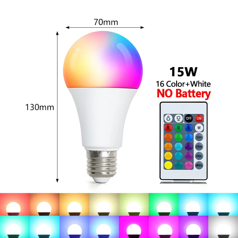 E27 RGB LED Light Bulb White Lamp Spotlight 220V with IR Remote Control Color Changing Multicolor for Bedroom Party Home Decor